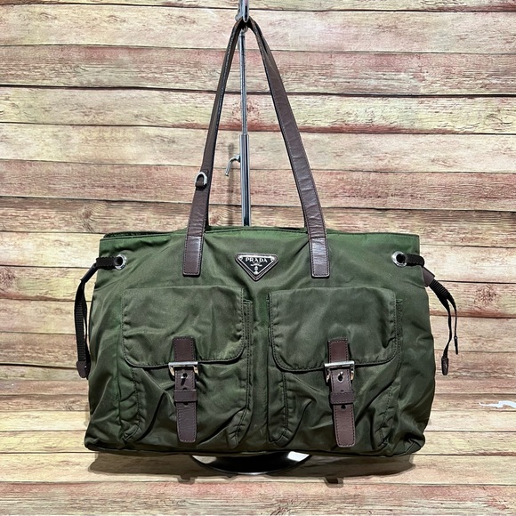 Prada Bags Prada Green Nylon Shoulder Bag Poshmark